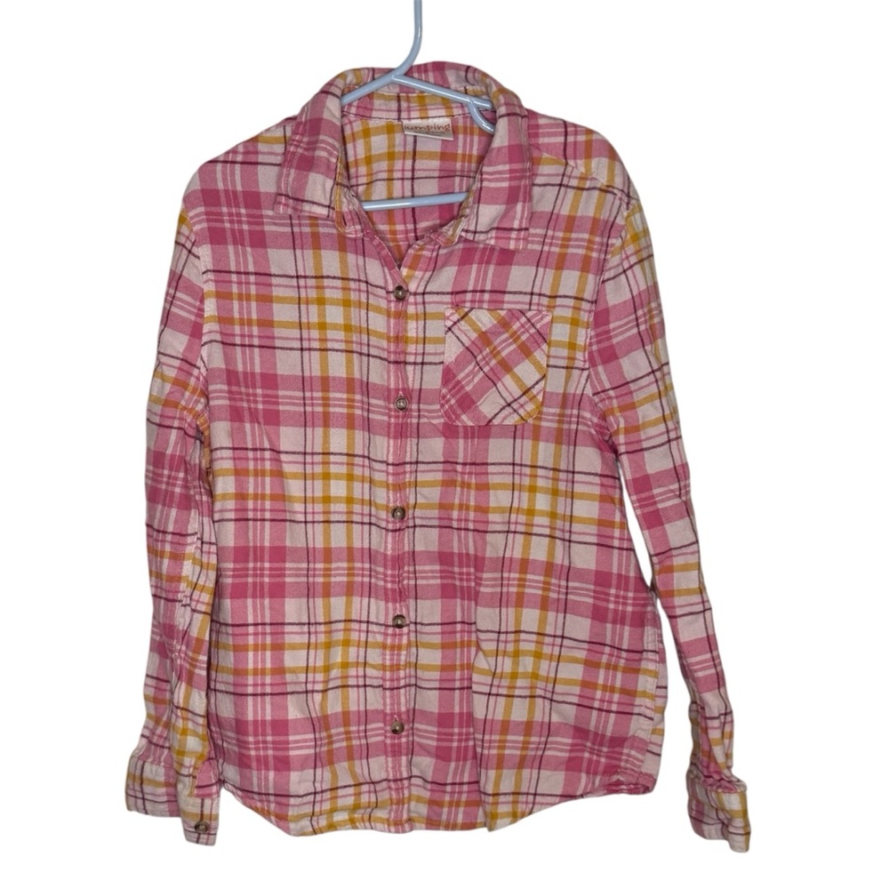 Jumping Beans Pink and Yellow Flannel Plaid Shirt Size 8